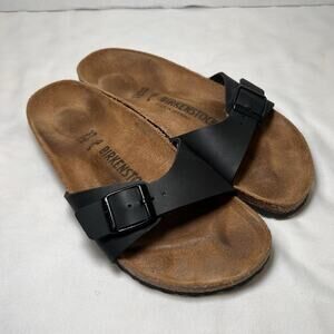 Birkenstock Sandals Womens Size 37 (6-6.5) Black Madrid Narrow Fit Birko Casual